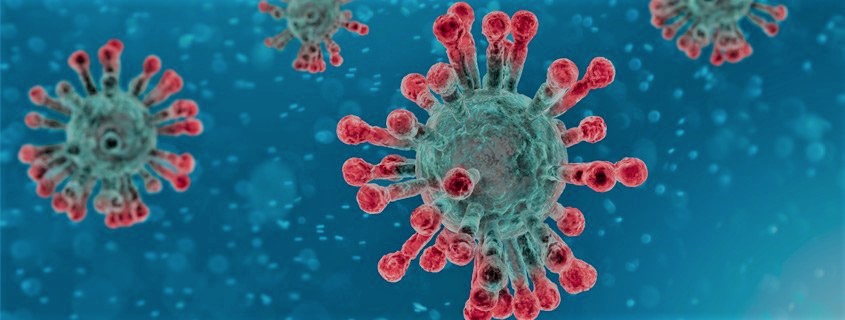 Microscopic view of Coronavirus